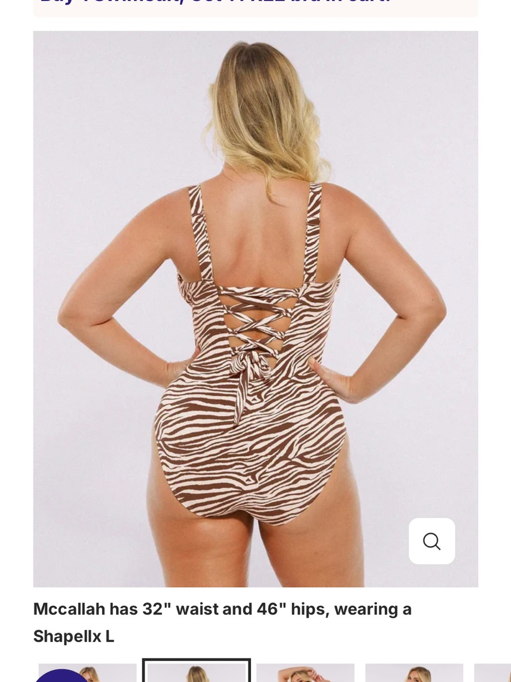 Women’s Brown Zebra-Print One-Piece Swimsuit - Picture 2 of 7